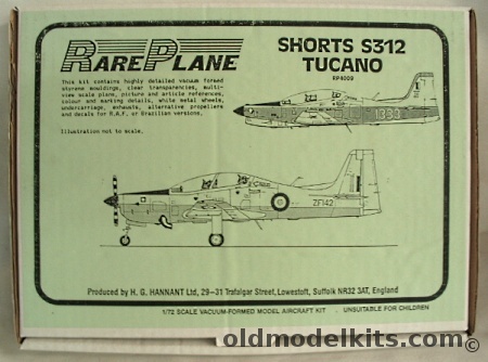Rareplane 1/72 Shorts S312 Tucano (S-312) RAF and Brazilian Air Forces, RP4009 plastic model kit